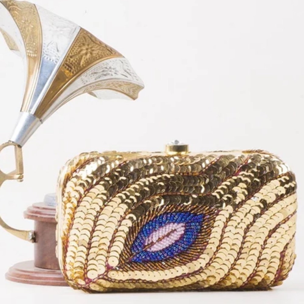 Gold Sequin Clutch Bag